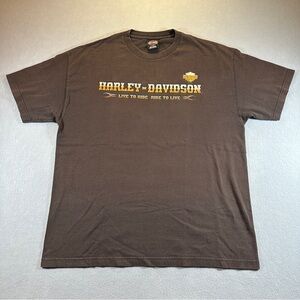 HARLEY DAVIDSON‎ De-Lux Men’s T-Shirt X-Large Wildwood NJ Brown Flames Dealer